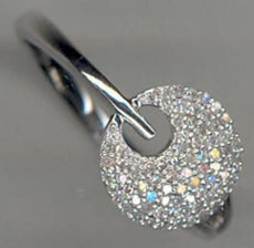 ESTATE .20CT DIAMOND 14KT WHITE GOLD 3D CLASSIC CIRCULAR LOVE KNOT FUN RING