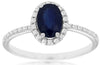 1.17CT DIAMOND & AAA SAPPHIRE 14K WHITE GOLD OVAL & ROUND HALO CLASSIC LOVE RING