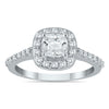 ESTATE 1.55CT DIAMOND 14K WHITE GOLD CUSHION & ROUND ENGAGEMENT WEDDING RING SET