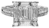 LARGE 1.64CT DIAMOND 18KT WHITE GOLD 3D ROUND & BAGUETTE SQUARE ANNIVERSARY RING