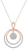 .21CT DIAMOND 14KT WHITE & ROSE GOLD ROUND PAVE DOUBLE CIRCULAR FLOATING PENDANT