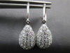 LARGE 1.18CT DIAMOND 18KT WHITE GOLD 3D ROUND CLUSTER TEAR DROP HANGING EARRINGS