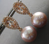 2.39CT DIAMOND & AAA MORGANITE & PINK SOUTH SEA PEARL 18KT ROSE GOLD 3D EARRINGS