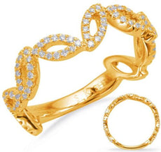 .29CT DIAMOND 14K YELLOW GOLD 3D MULTI LEAF CRISS CROSS 3/4TH ETERNITY LOVE RING