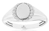 ESTATE .11CT DIAMOND 14KT WHITE GOLD 3D CLASSIC OVAL SIGNET UNISEX RING