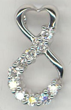 ESTATE .16CT DIAMOND 14KT WHITE GOLD ROUND INFINITY HEART LOVE FLOATING PENDANT