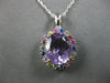 LARGE 5.40CT AAA MULTI COLOR SAPPHIRE & AMETHYST 14KT WHITE GOLD PENDANT #27716