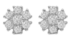 ESTATE .50CT DIAMOND 14KT WHITE GOLD 3D CLASSIC ROUND FLOWER FUN STUD EARRINGS