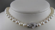 ANTIQUE DIAMOND 7.5MM SOUTH SEA PEARL 18KT WHITE GOLD 18" NECKLACE F/G VVS #1457