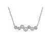 ESTATE .20CT DIAMOND 14KT WHITE GOLD 3D CLASSIC BEZEL SEVEN STONE BAR NECKLACE