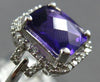 ESTATE 3.16CT DIAMOND & AAA AMETHYST 14K WHITE GOLD 3D CUSHION & ROUND HALO RING