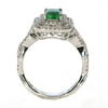 1.31CT DIAMOND & AAA EMERALD 18K WHITE GOLD SQUARE HALO INFINITY ENGAGEMENT RING