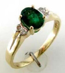 .90CT DIAMOND & AAA EMERALD 14K YELLOW GOLD 3D OVAL & ROUND FRIENDSHIP LOVE RING