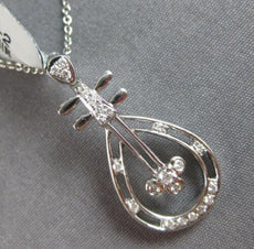 ESTATE .14CT DIAMOND 18KT WHITE GOLD 3D ROUND FLOWER TEAR DROP FLOATING PENDANT