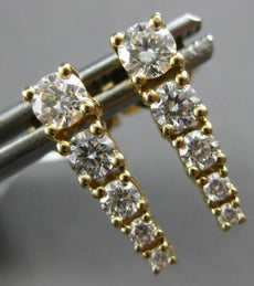 ESTATE .72CT DIAMOND 18KT YELLOW GOLD 3D ROUND GRADUATING FUN HANGING EARRINGS