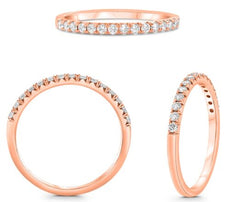 .25CT DIAMOND 14K ROSE GOLD ROUND CLASSIC SEMI ETERNITY WEDDING ANNIVERSARY RING