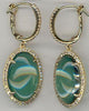 11.49CT DIAMOND & AAA GREEN AGATE 14KT YELLOW GOLD 3D OVAL & ROUND HALO EARRINGS