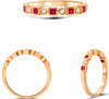 .28CT DIAMOND & AAA RUBY 14KT ROSE GOLD PRINCESS & ROUND CLASSIC BEZEL FUN RING
