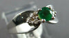 ESTATE .37CT DIAMOND AND AAA EMERALD 14KT WHITE GOLD 3D FRIENDSHIP LOVE RING