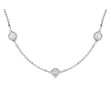 1.95CT DIAMOND 14KT WHITE GOLD 3D CLASSIC ROUND BEZEL BY THE YARD LOVE NECKLACE