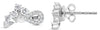 ESTATE .59CT DIAMOND 14KT WHITE GOLD ROUND & BAGUETTE LEAF FLORAL STUD EARRINGS