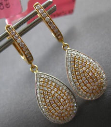LARGE .96CT WIHTE & PINK DIAMOND 18KT WHITE & ROSE GOLD PAVE TEAR DROP EARRINGS