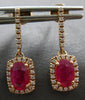 1.20CT DIAMOND & AAA RUBY 14K ROSE GOLD OVAL & ROUND SQUARE FUN HANGING EARRINGS