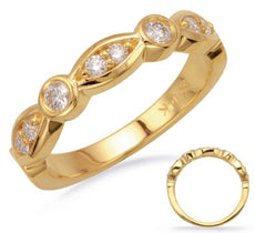 .33CT DIAMOND 14K YELLOW GOLD 3D ROUND & MARQUISE SHAPE BEZEL SEMI ETERNITY RING