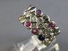 LARGE 2.98CT DIAMOND & AAA MULTI COLOR SAPPHIRE 14KT WHITE GOLD 3 ROW BEZEL RING