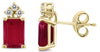 .90CT DIAMOND & AAA RUBY 14K YELLOW GOLD 3D EMERALD CUT & ROUND CLASSIC EARRINGS