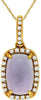 1.46CT DIAMOND & AAA AMETHYST 14KT YELLOW GOLD 3D CUSHION & ROUND HALO PENDANT