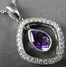 1.25CT DIAMOND & AAA AMETHYST 14K WHITE GOLD PEAR SHAPE & ROUND FLOATING PENDANT