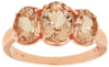 LARGE 2.35CT AAA MORAGNITE 14KT ROSE GOLD 3 STONE PAST PRESENT FUTURE LOVE RING
