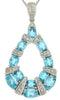 2.71CT DIAMOND & AAA BLUE TOPAZ 14K WHITE GOLD OVAL & ROUND FUN FLOATING PENDANT