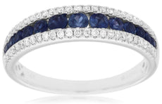 .87CT DIAMOND & AAA SAPPHIRE 14K WHITE GOLD 3D ROUND GRADUATING ANNIVERSARY RING