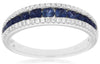 .87CT DIAMOND & AAA SAPPHIRE 14K WHITE GOLD 3D ROUND GRADUATING ANNIVERSARY RING