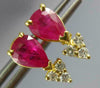 ESTATE 1.92CT DIAMOND & AAA RUBY 14KT YELLOW GOLD PEAR SHAPE STUD EARRINGS #1784