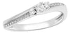 ESTATE .20CT DIAMOND 14KT WHITE GOLD ROUND 3 STONE DIAGONAL FRIENDSHIP LOVE RING