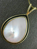 ESTATE LARGE AAA MOTHER OF PEARL & BLACK ONYX 14KT YELLOW GOLD TEAR DROP PENDANT