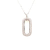 .90CT DIAMOND 18KT WHITE GOLD 3D ROUND PAVE OPEN OVAL MULTI ROW FLOATING PENDANT
