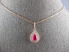 .64CT DIAMOND & AAA RUBY 14KT ROSE GOLD 3D PEAR SHAPE & ROUND TEAR DROP PENDANT