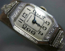 ANTIQUE ART DECO WALTHAM OLD MINE DIAMOND 14KT WHITE GOLD FILIGREE LADIES WATCH
