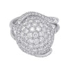 LARGE 5.15CT DIAMOND 18K WHITE GOLD CLUSTER CIRCULAR DOME SHAPE CRISS CROSS RING