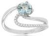 .85CT DIAMOND & AAA AQUAMARINE 14K WHITE GOLD 3D DOUBLE SWIRL SOLITAIRE FUN RING