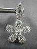ESTATE LARGE 1.69CT DIAMOND 18KT WHITE GOLD 3D FLOWER LEAF FUN HANGING EARRINGS