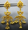 ANTIQUE 22KT YELLOW GOLD HANDCRAFTED FLOWER FILIGREE CHANDELIER HANGING EARRINGS
