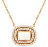 1.03CT DIAMOND & AAA OPAL 14KT ROSE GOLD EMERALD CUT & ROUND OVAL LOVE NECKLACE