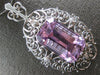 ESTATE EXTRA LARGE 37.75CT DIAMOND & AAA KUNZITE 14K WHITE GOLD FILIGREE PENDANT