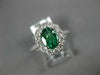 1.22CT DIAMOND & AAA EMERALD 18K WHITE GOLD 3D OVAL & ROUND HALO ENGAGEMENT RING