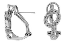 ESTATE .58CT DIAMOND 14KT WHITE GOLD 3D LOVE KNOT OVAL CLIP ON HANGING EARRINGS